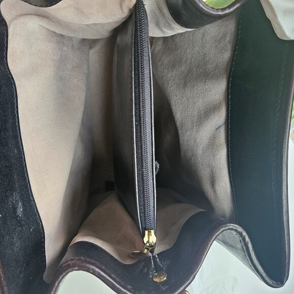 Brahmin Tuscan Black & Brown Leather Croc Embossed Crossbody Bag - Picture 13 of 13